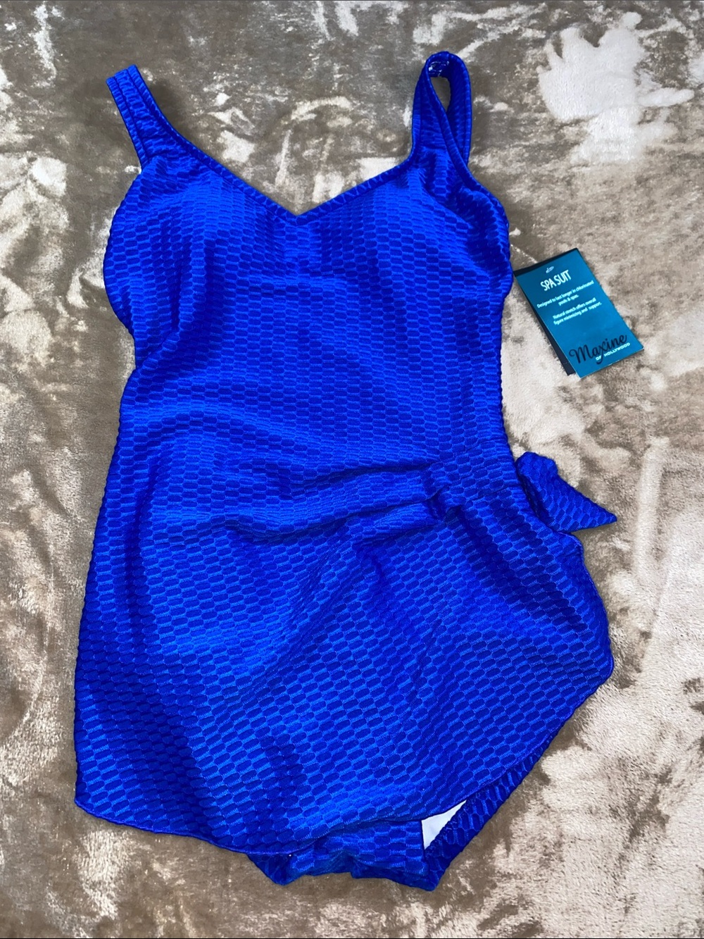 NWT Maxine of Hollywood Cobalt Textured One-Piece Swimsuit